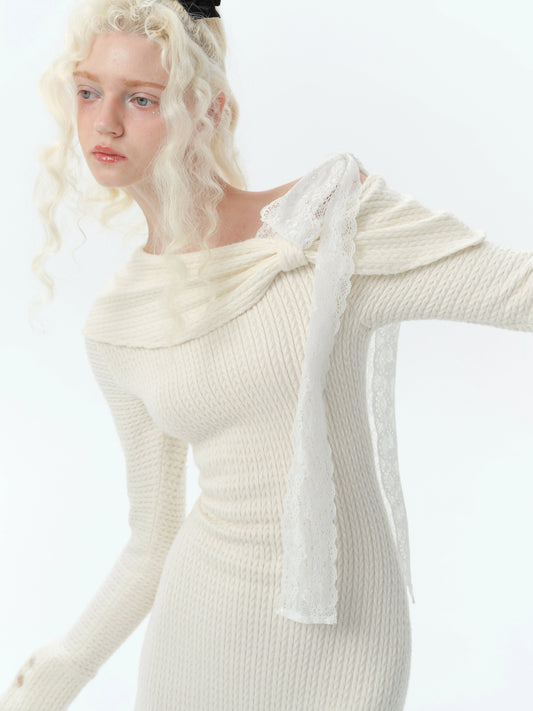 MARIE CAT - Spicy Knitted Off-Shoulder Dress