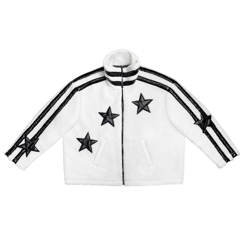 patent leather five pointed star lamb wool jacket