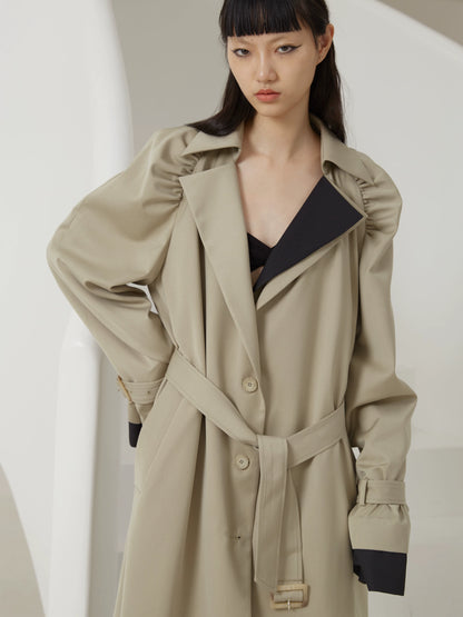 Double Collar Long Trench Coat