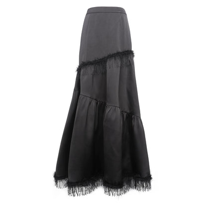 Changle Lyrics Tassel Floor Mopping A-line High Waist Skirt