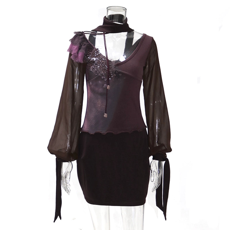 Mesh Beaded Knit Dress – Romantic Statement Look