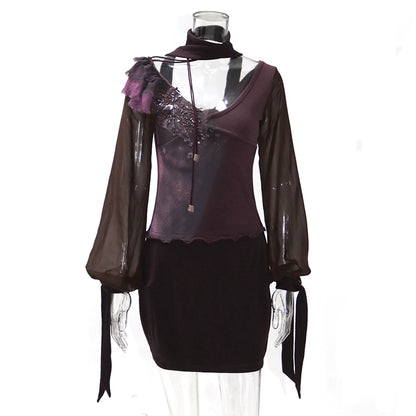 Mesh Beaded Knit Dress – Romantic Statement Look