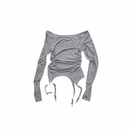 Rhinestone Boat-Neck Knit Top