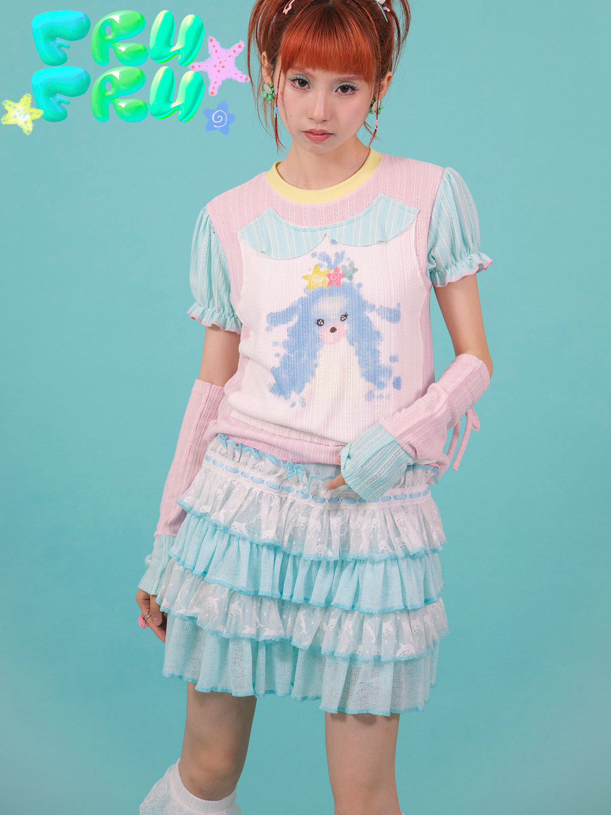 Blue Ruffle Lace Puffy Mini Skirt | Y2K Coquette Cake Skirt