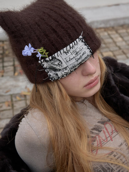 Cat Ear Rabbit Fur Knit Beanie