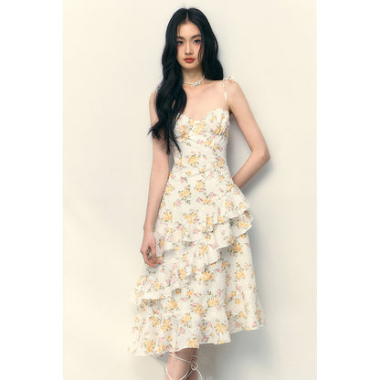 Yellow Rose Strap Dress