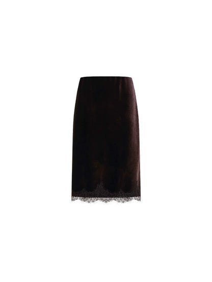 Black Gauze Velvet Lace Skirt – Hong Kong Retro Autumn/Winter Romance