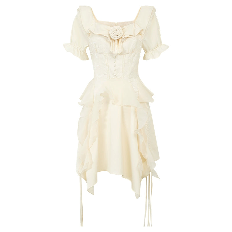 Beige Romantic Tea Break Dress