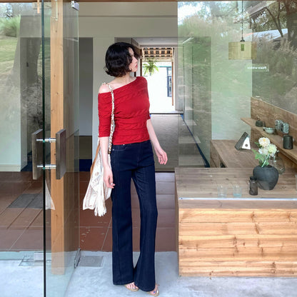 French Twist Off-Shoulder Knit Top