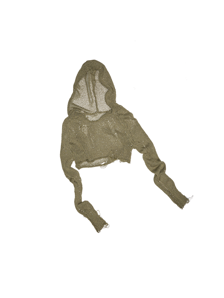 Sequin Cut-Out Hoodie Crop – Sexy Ripped Cover-Up Top