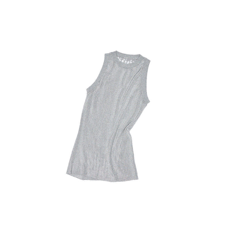 Backless Sleeveless Cable Knit Racer Top – Slim Summer Tank Style