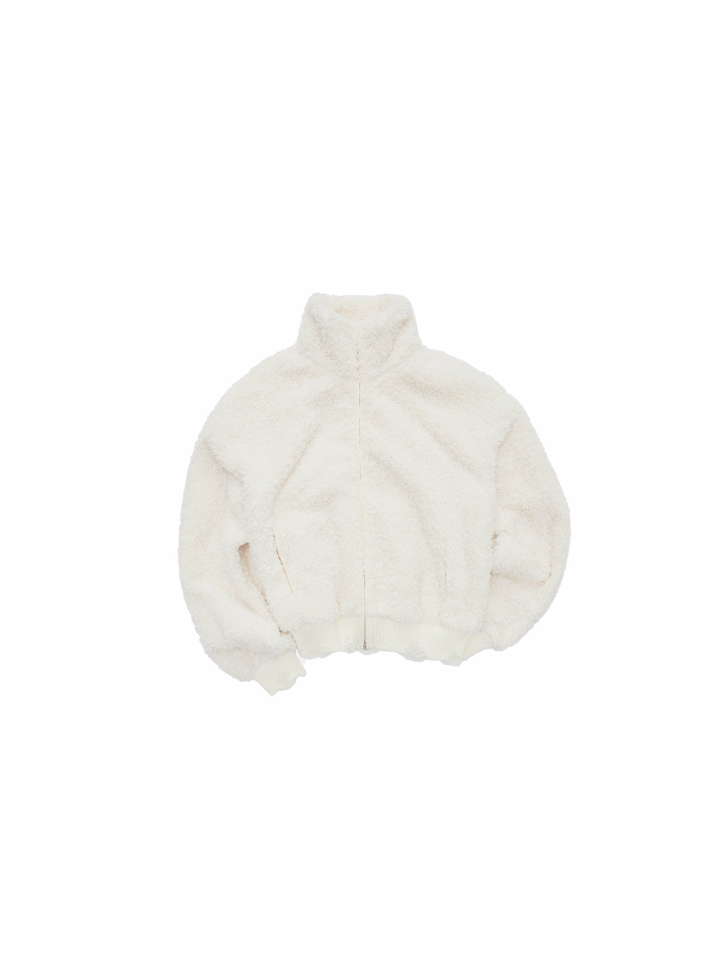 Stand-Collar Faux Shearling Cropped Jacket
