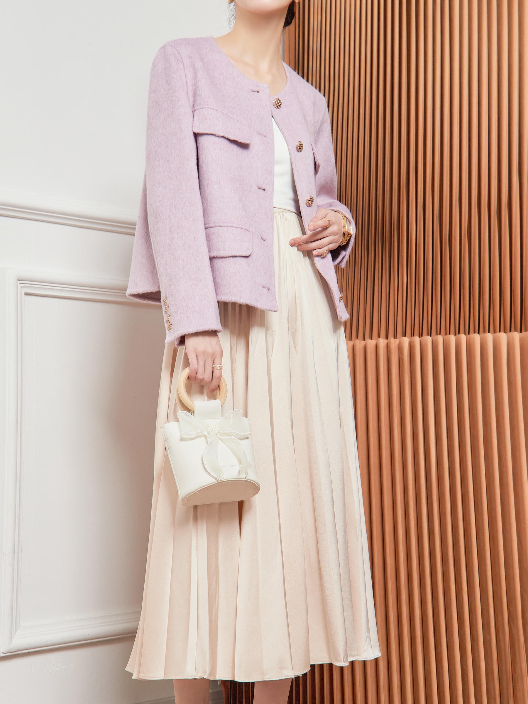 Blush Winter Romance: Two-in-One Wool Coat