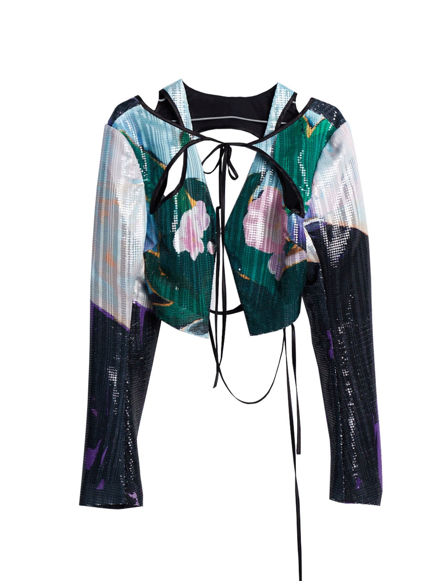 Hand-Painted Sequin Deconstructed Jacket