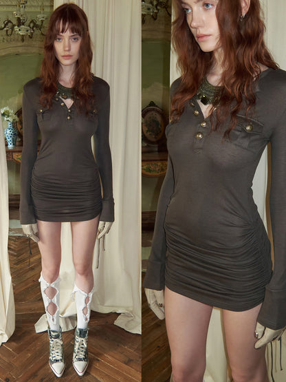 Henley Knit Mini Dress