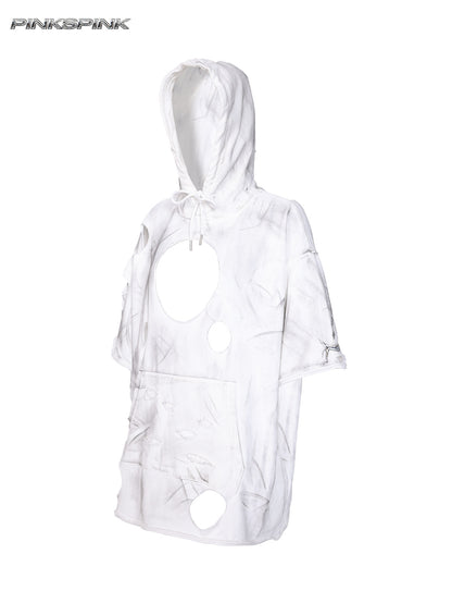 Original Distressed Rock-Punk Hooded Sweatshirt – Genderless Y2K Style