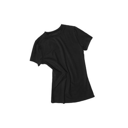 High Elastic Solid Color T-Shirt – Raw Edge Slim Short Sleeve Top