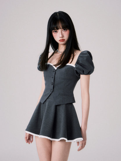 French Princess Style Bandeau Top with Tutu Skirt Set