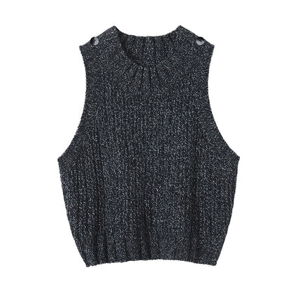 Black Knitted Sleeveless Top