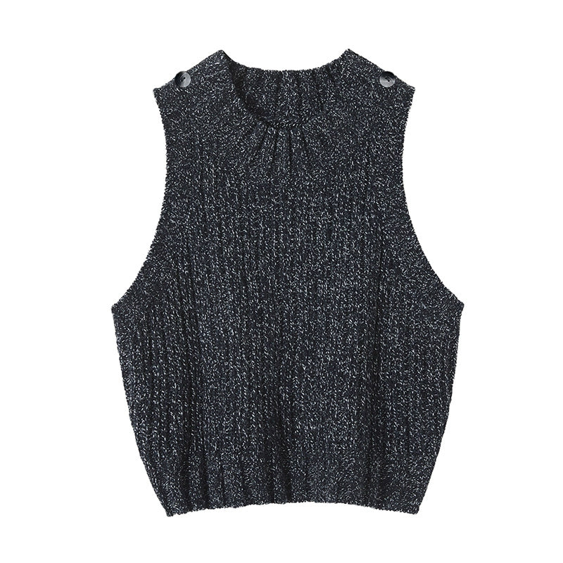 Top sans manches en tricot noir