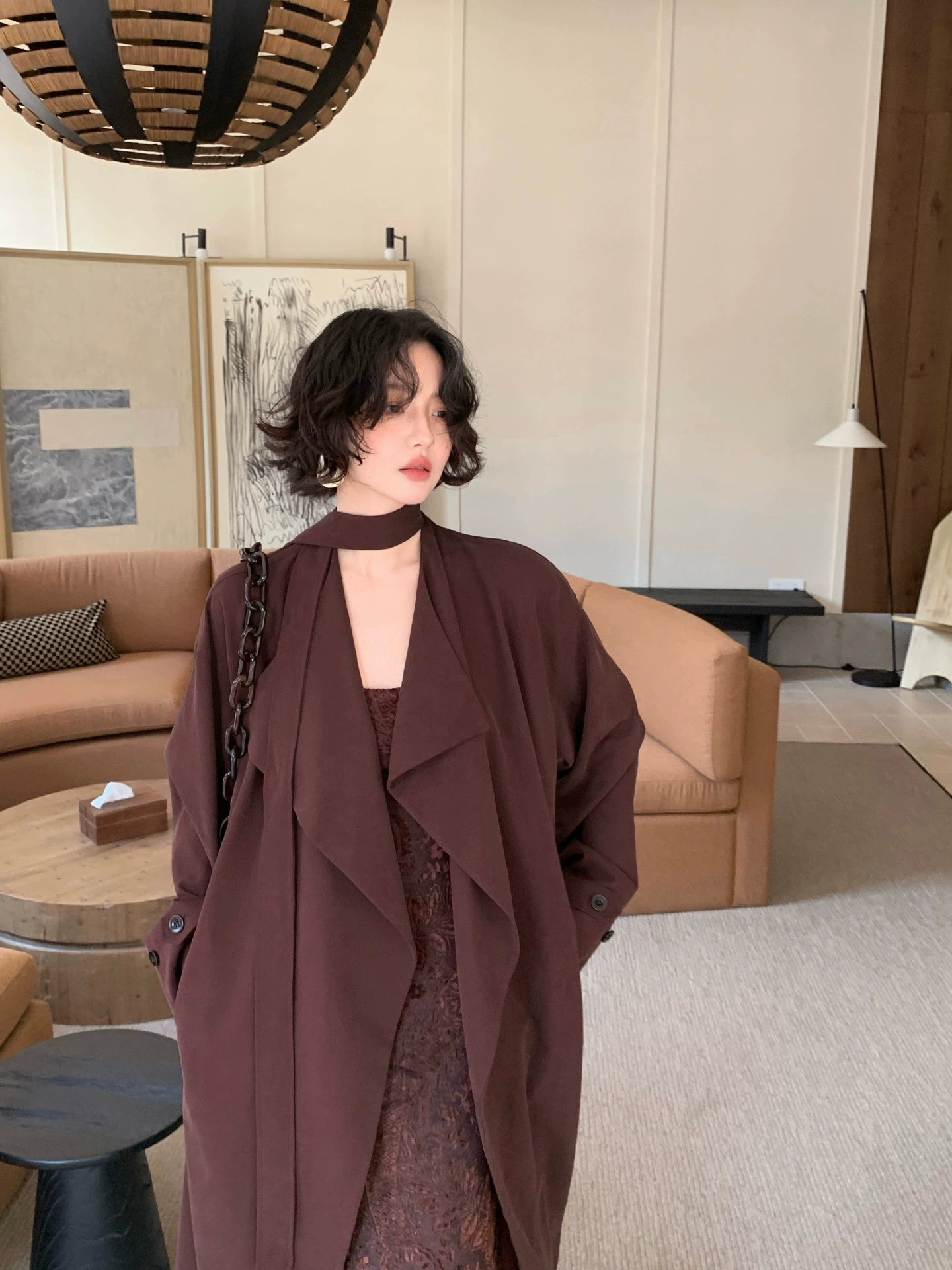 Paris Old Dream Lapel Trench Coat – Hong Kong Retro Autumn Long Coat