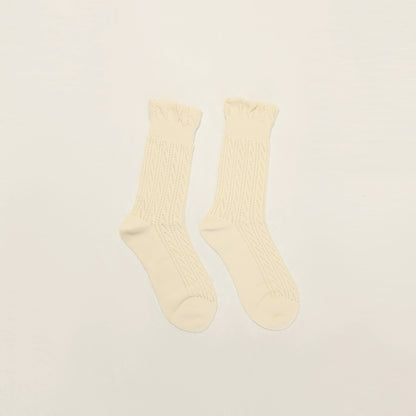 Mid Tube Socks, Flower Edge Design