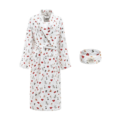 Dog and Cat Print Knit Bathrobe Set – Cozy Animal-Themed Loungewear