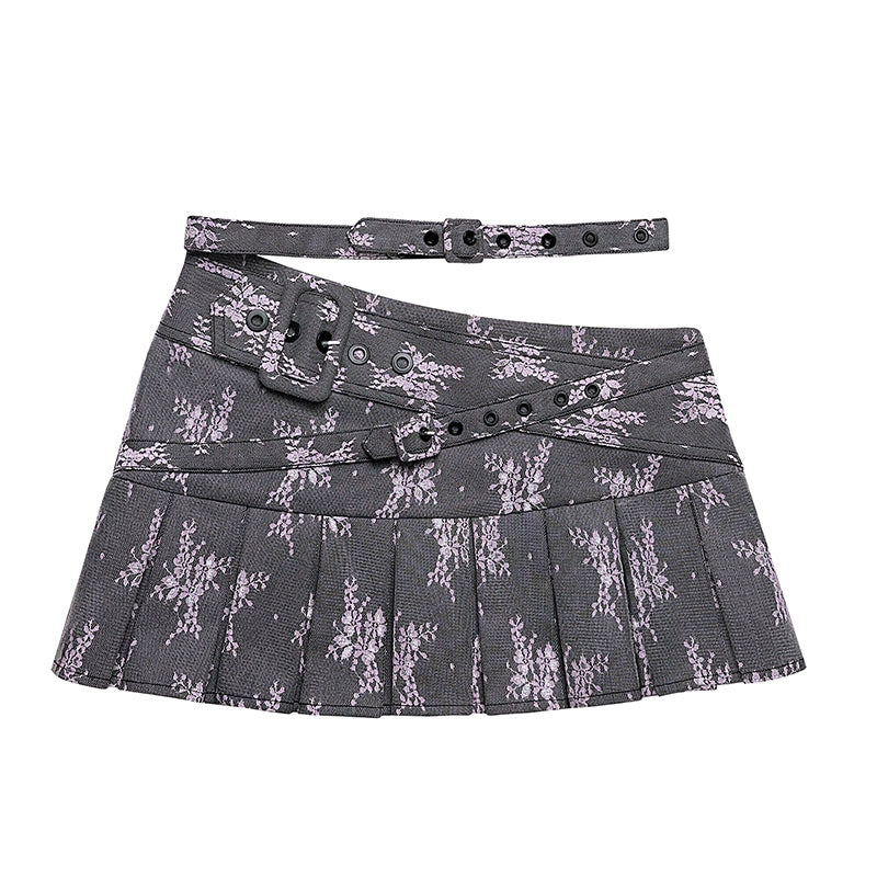 Lace Forged Face Multi Structure Pleated Skirt