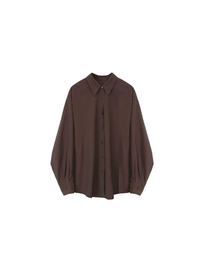 Wild Caramel Mid-Length Shirt – Retro Autumn/Winter Casual Collection