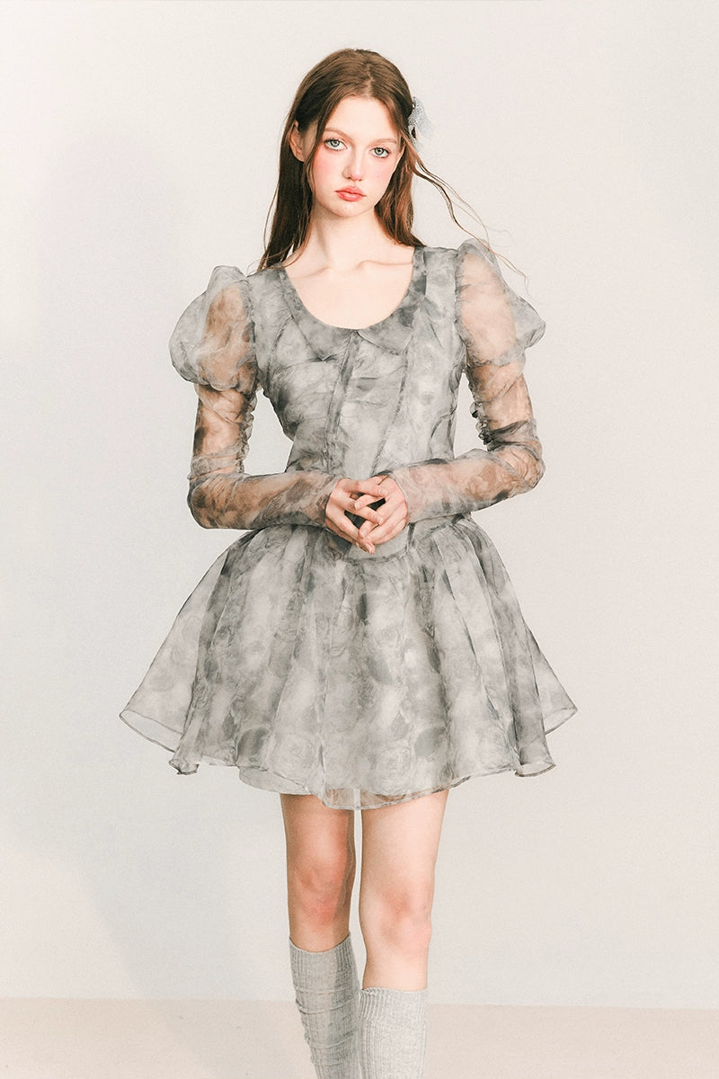 Inkwash Rose Organza Skirt