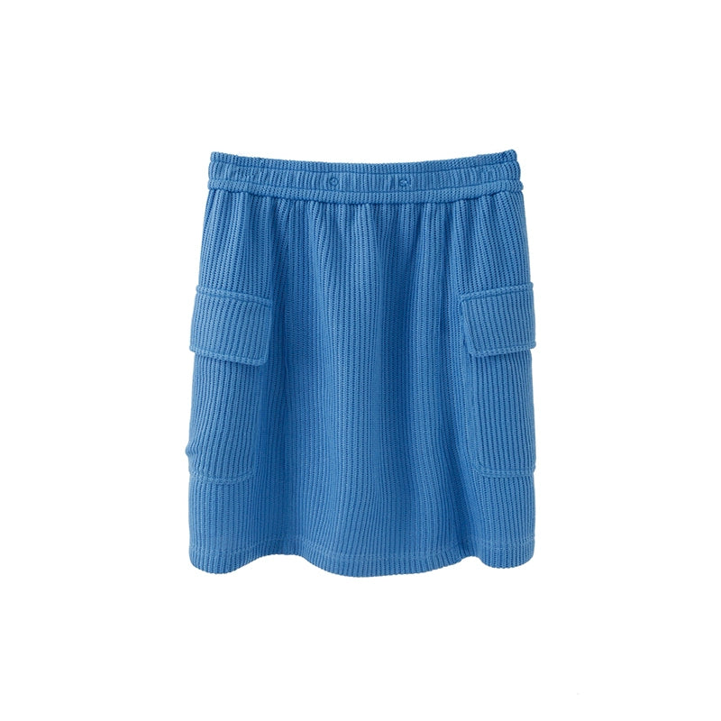Original Design Daydream Blue Woven Texture Two Piece Set Knitted Cardigan Shirt Half Skirt