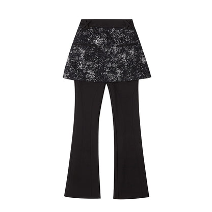 Textured Velvet Fake Two Piece Pants