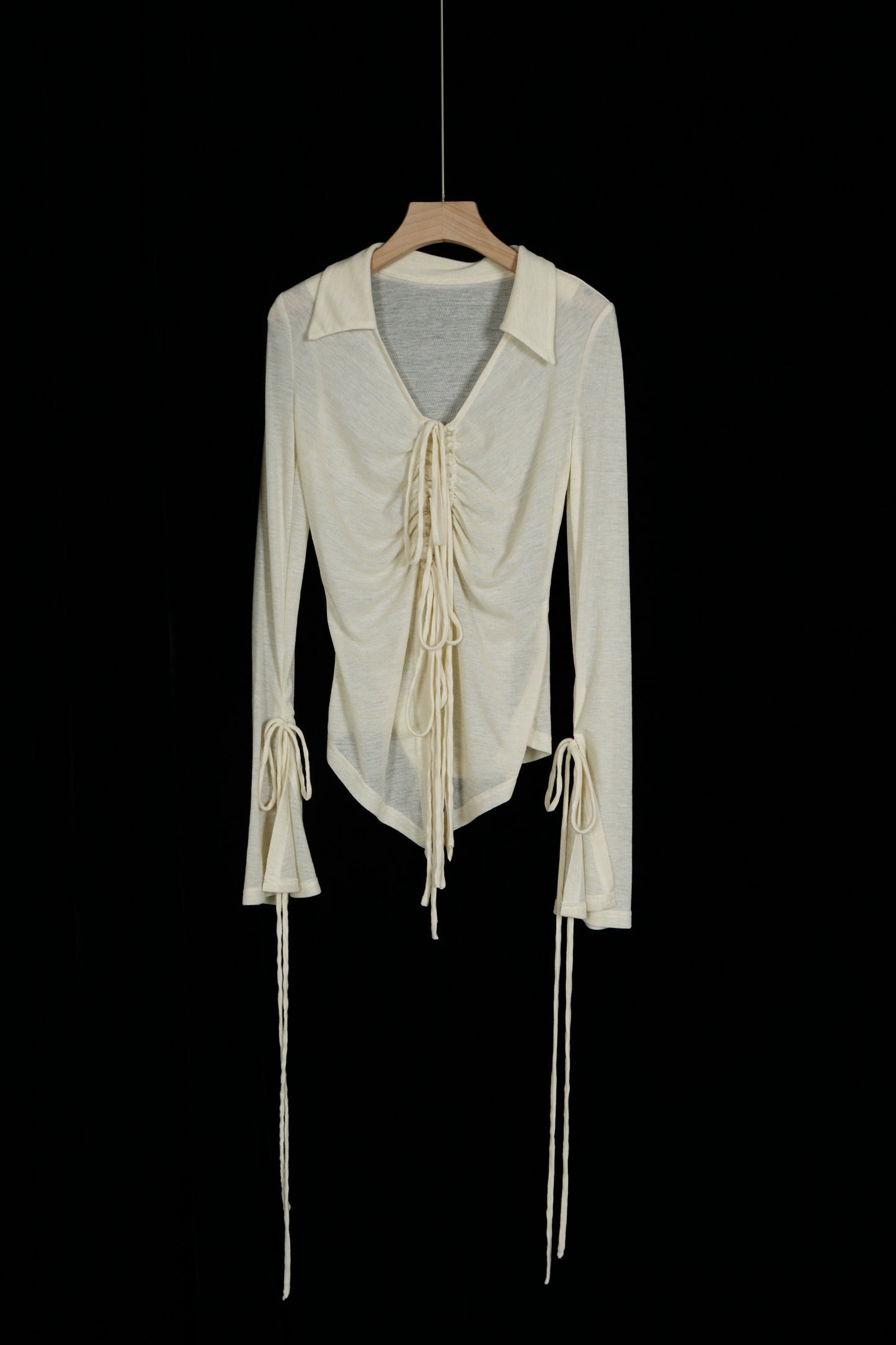 French Beige Lace-up Cardigan