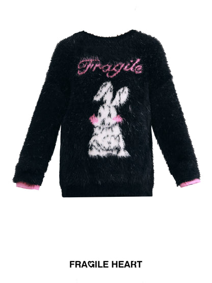 Soft Black Powder Rabbit Thickened Sweater