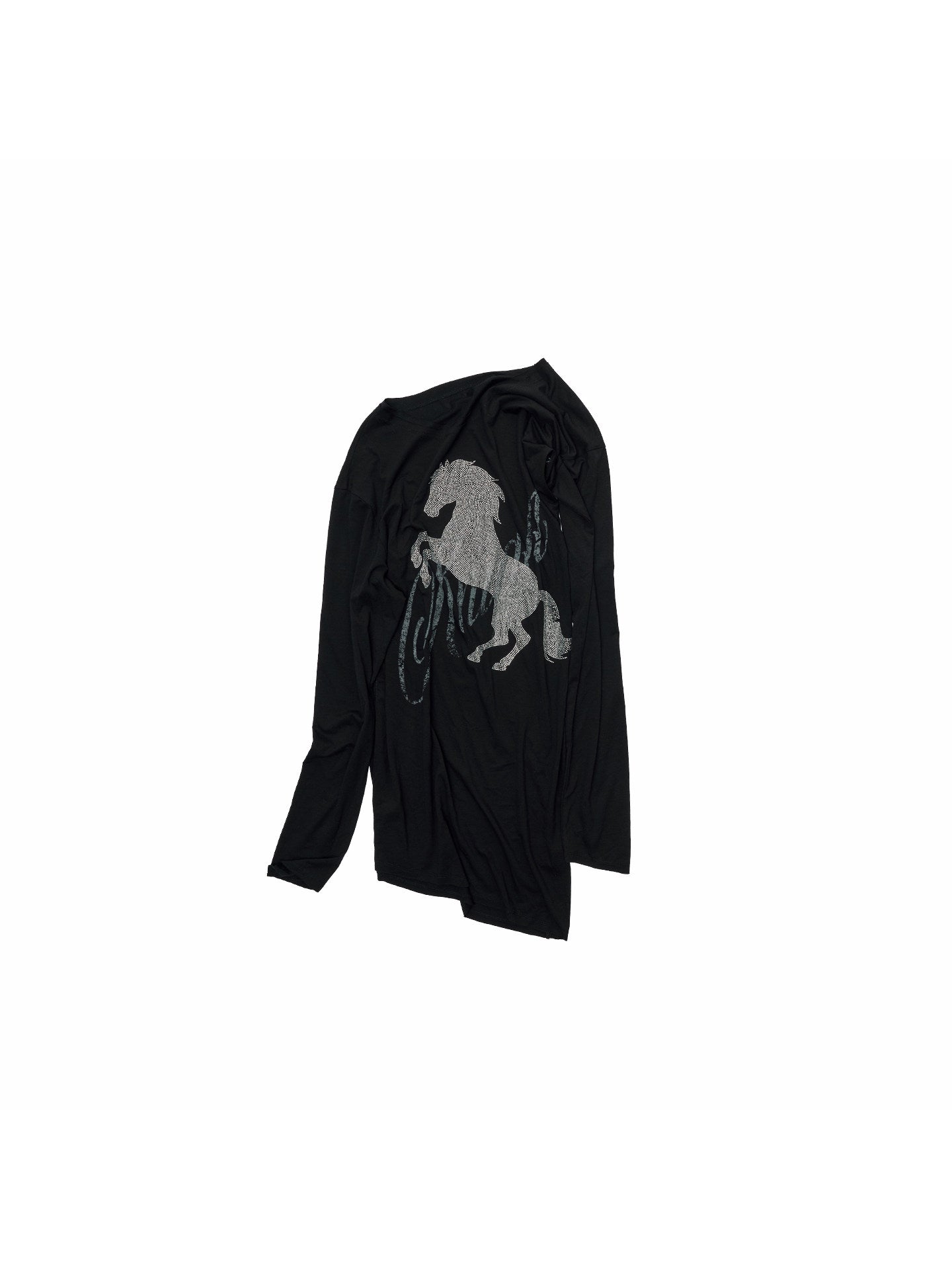 Knight Horse Rhinestone Off-Shoulder Top