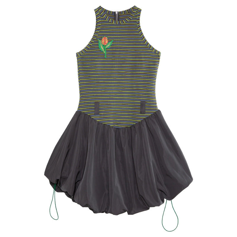 Texture Stripe: Ballet Style Flower Bud Dress