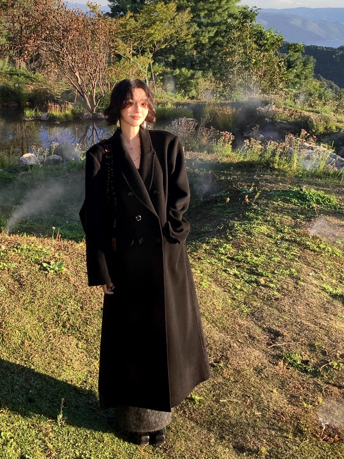 Dark Flame Profile Reversible 100% Wool Tweed Coat – Retro AW Edition