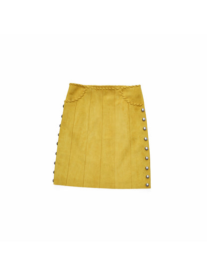 Studded Suede A-Line Midi Skirt