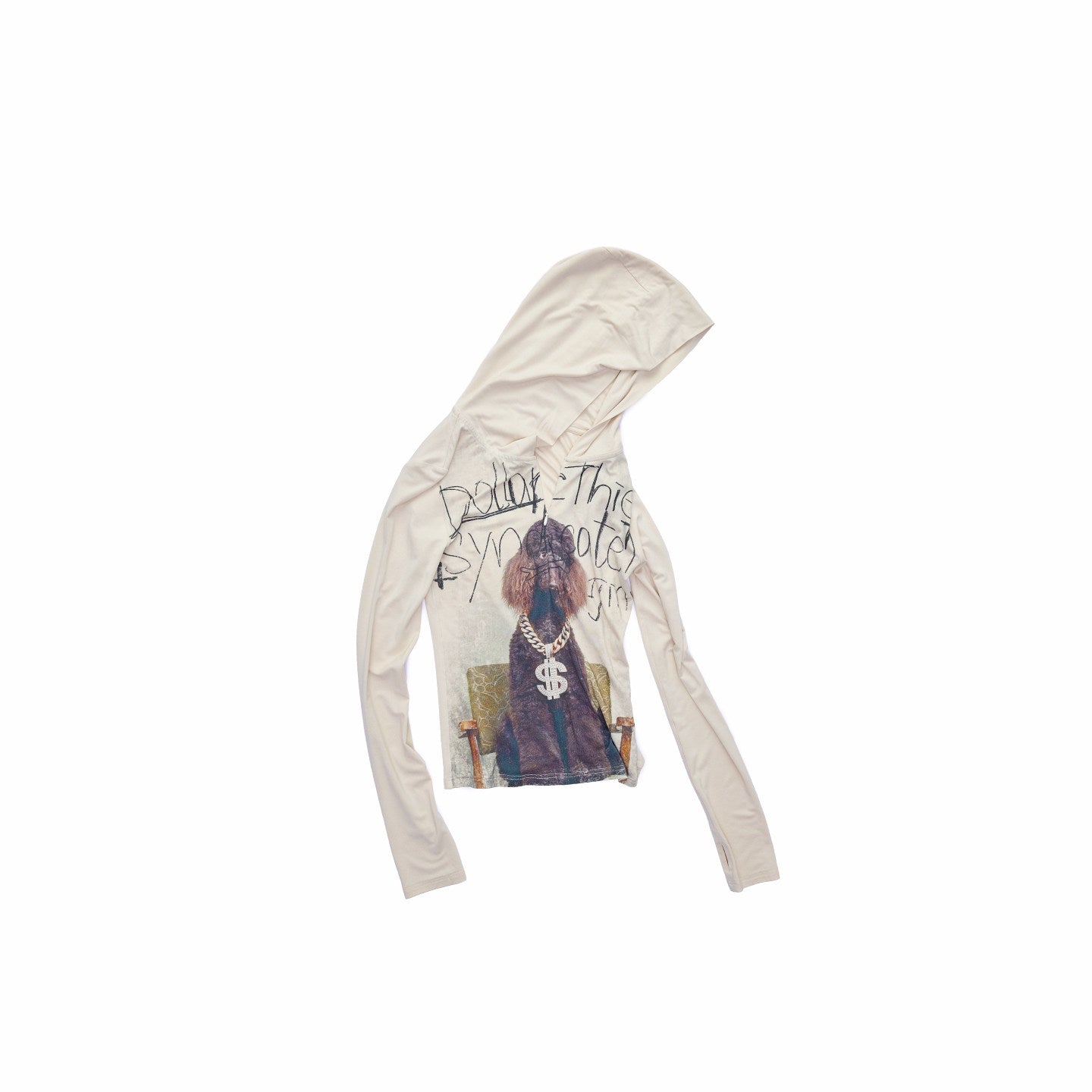 Cat & Dog Letter Print Zip Hoodie Top