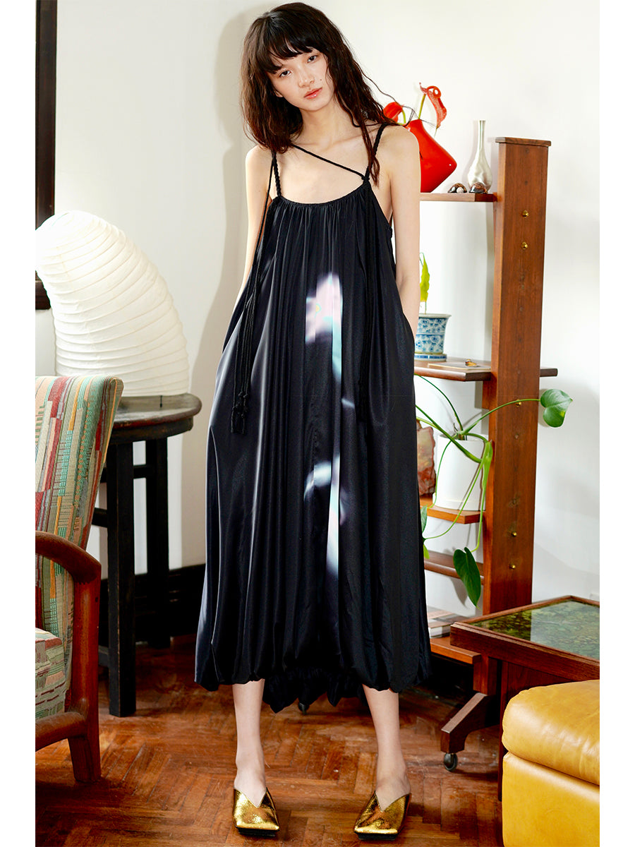 Glossy Lantern Summer Dress