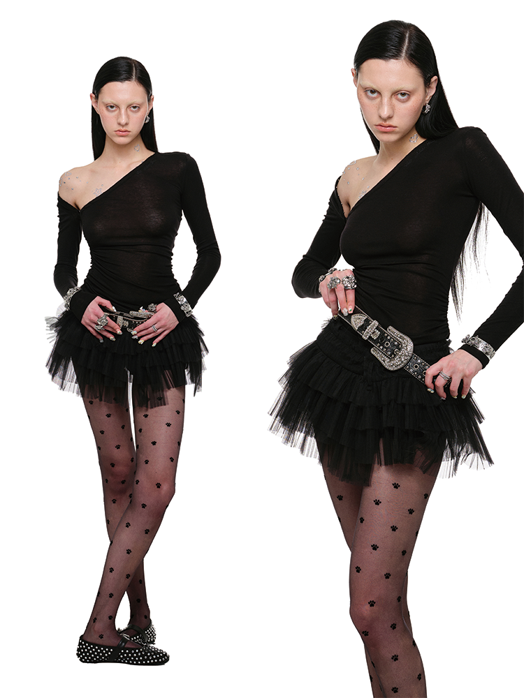 Layered Irregular Mesh Skirt – Gender-Neutral Design Statement