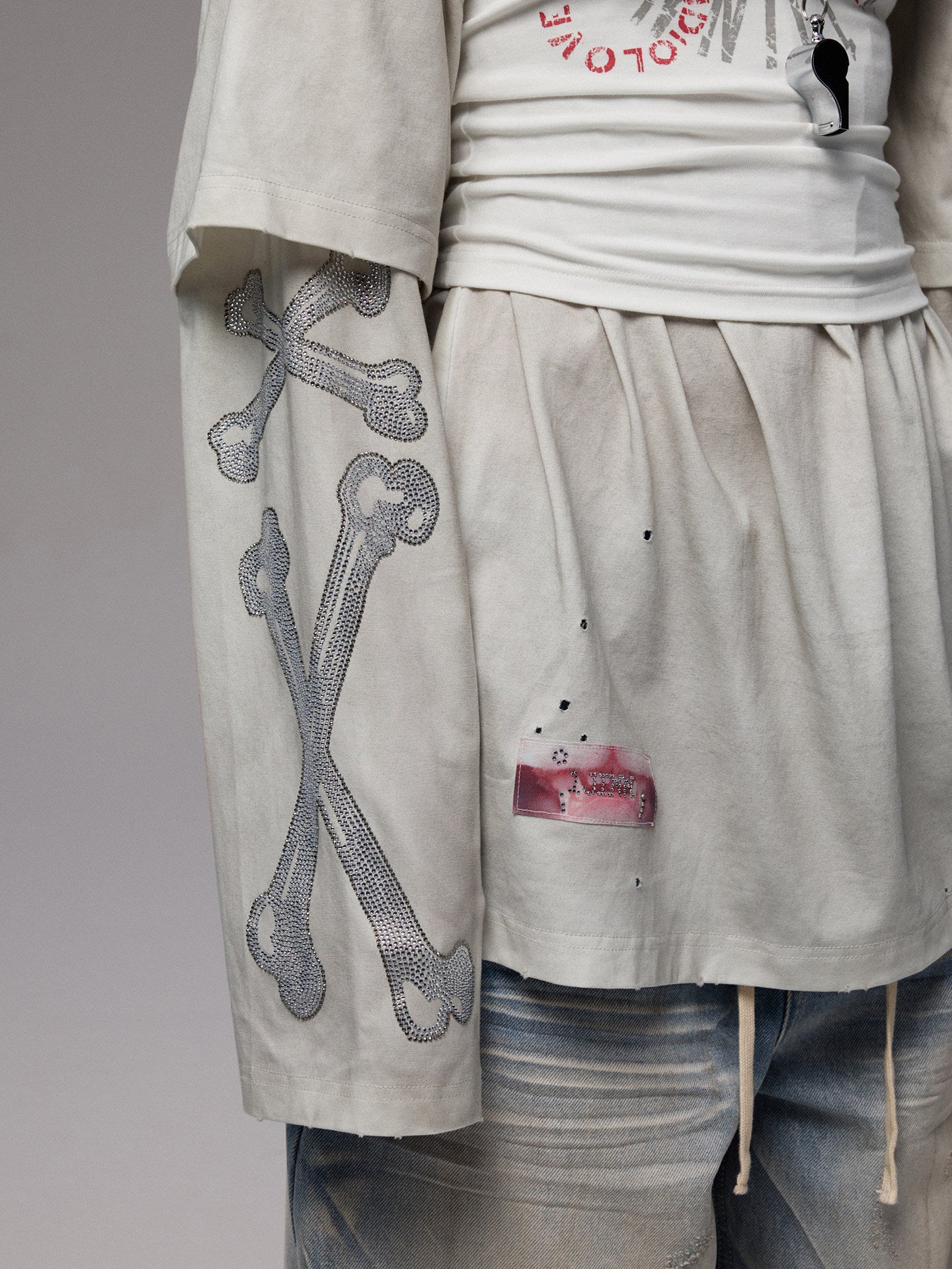 Distressed Faux Layered Long Sleeve Tee