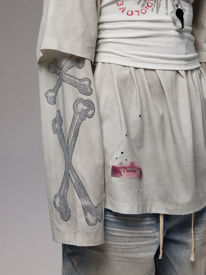 Distressed Faux Layered Long Sleeve Tee