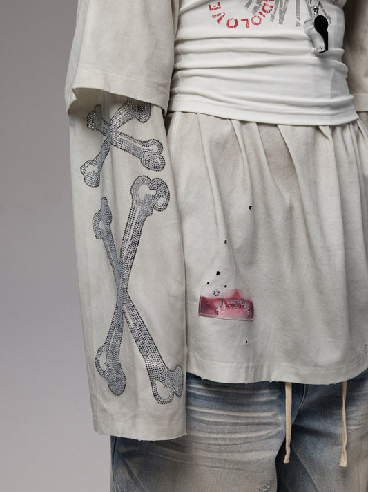 Distressed Faux Layered Long Sleeve Tee