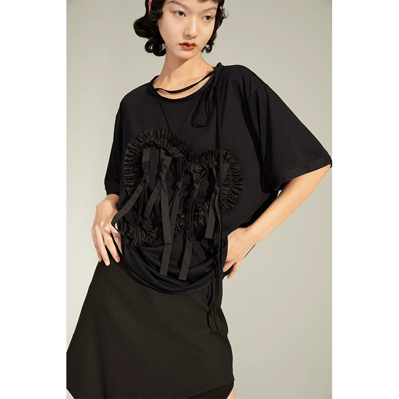 Love Lace - Tie Bow Loose T-shirt