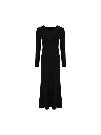 V-Neck Knit Maxi Dress