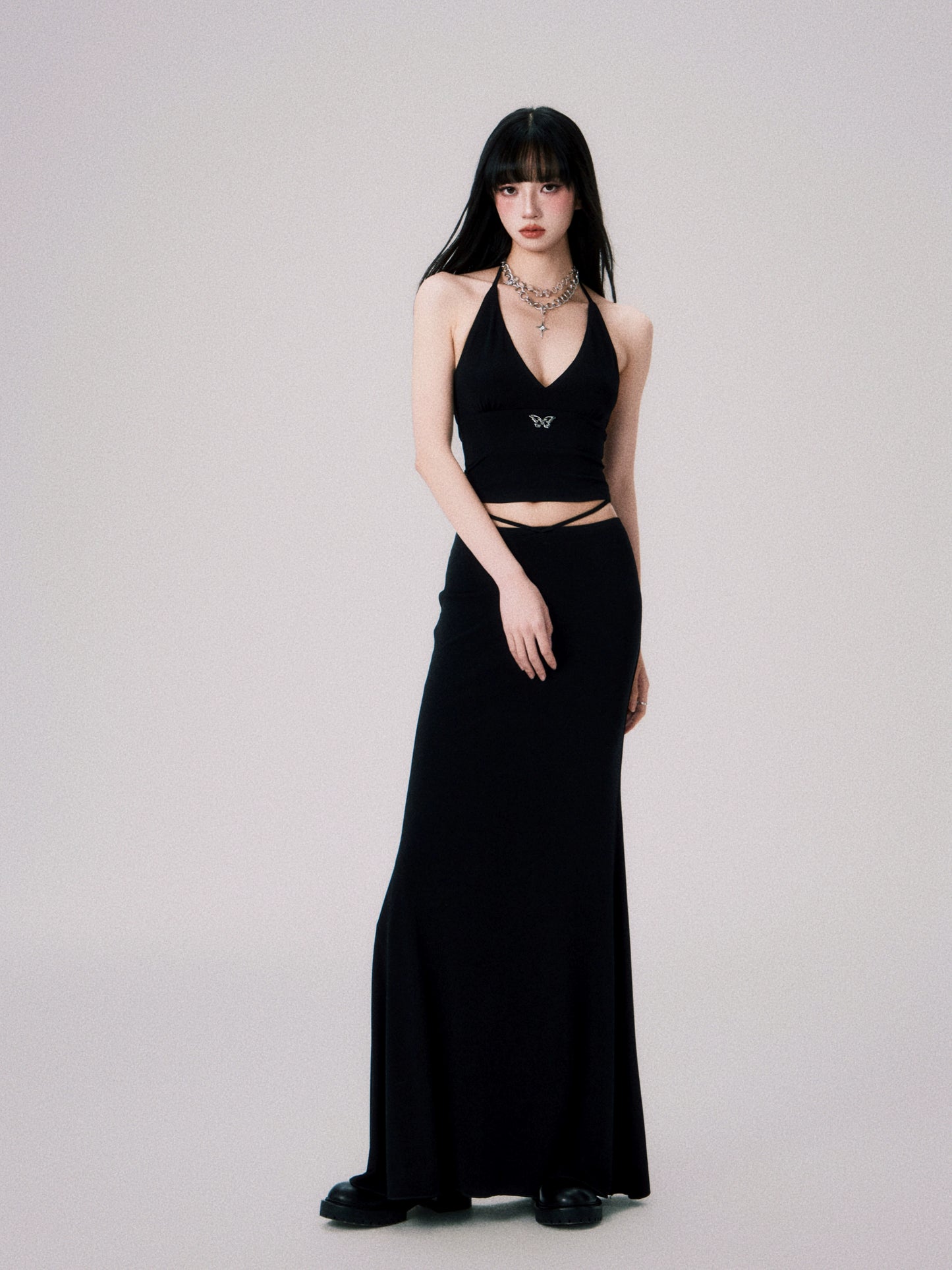 American Babes Strappy Vest & Low-Waist Maxi Skirt Set