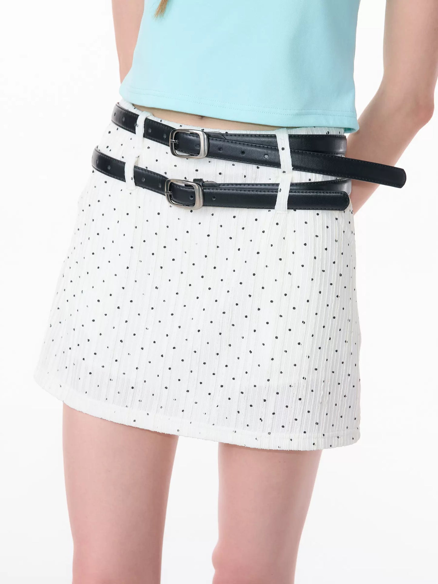 White Polka Dot A-Line Skirt | High Waist Slim Fit Summer Retro Design