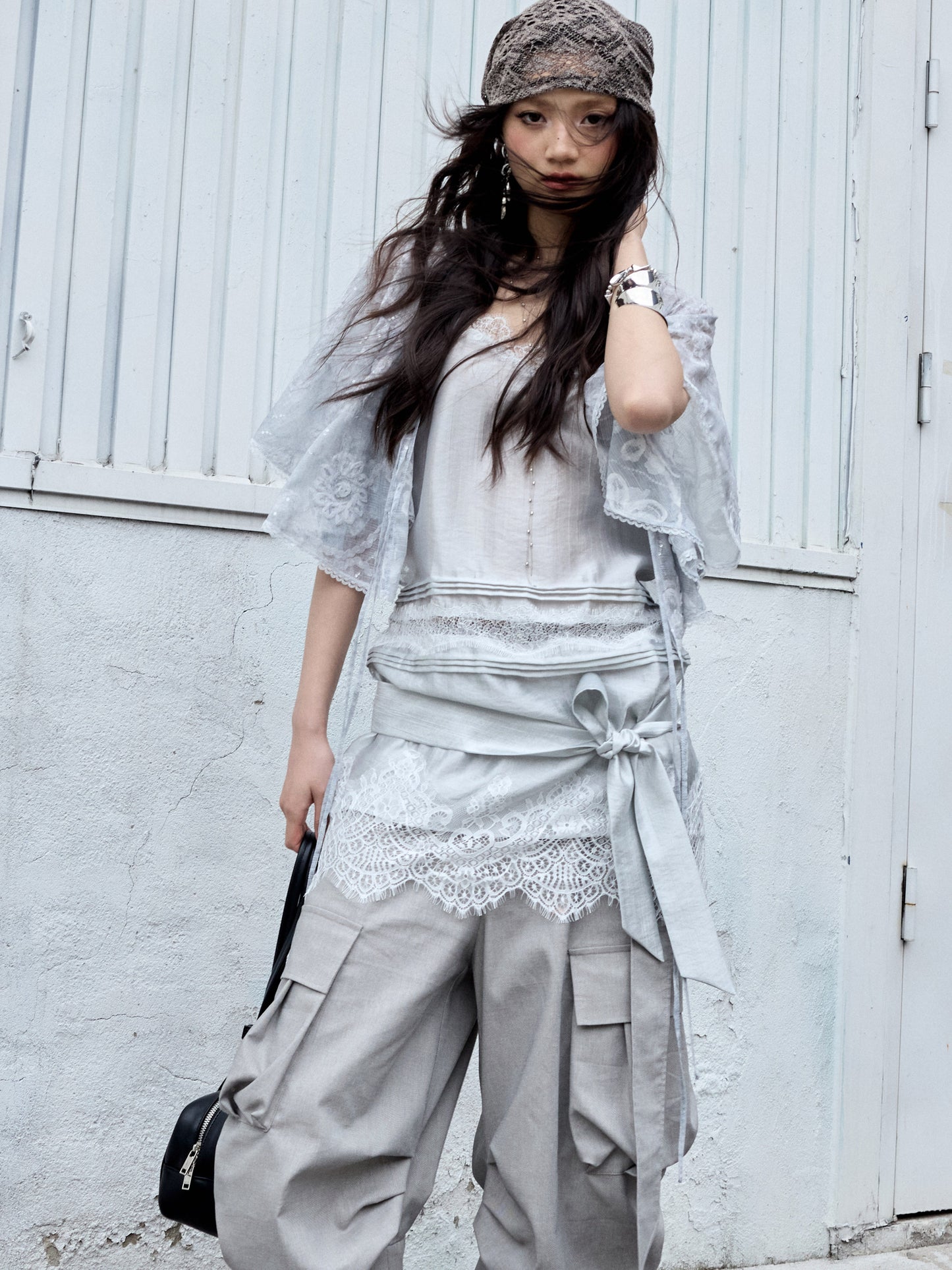 Embroidered Sequin Cape Shirt | Romantic Sun Protection Top