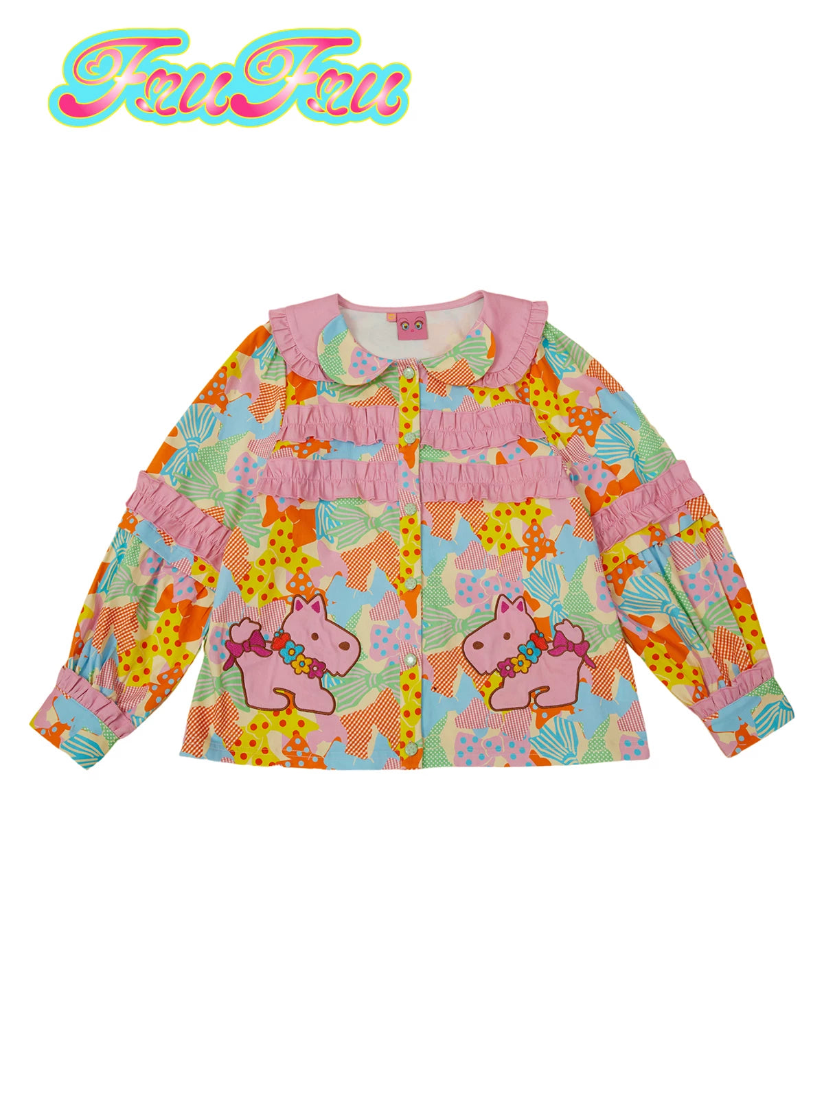 Gollum Store Girls' Room Original Cartoon Girl Autumn/Winter Pink Doll Collar Shirt